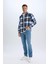 Regular Fit Kareli Pamuklu Uzun Kollu Gömlek D7556AX24AU 8