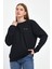 Kadın Bisiklet Yaka Rahat Kalıp 3 Iplik Kalın Air Nakışlı Sweatshirt SPR24SWK33 2