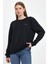 Kadın Bisiklet Yaka Rahat Kalıp 3 Iplik Kalın Air Nakışlı Sweatshirt SPR24SWK33 3