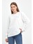 Kadın Bisiklet Yaka Rahat Kalıp 3 Iplik Kalın Air Nakışlı Sweatshirt SPR24SWK33 4