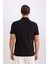 Slim Fit Dar Kesim Polo Yaka Kısa Kollu Pamuklu Modal Karışımlı Basic Düz Siyah Tişört M6609AZ25SP 12