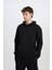 Regular Fit Kapüşonlu Kanguru Cepli İçi Yumuşak Tüylü Basic Düz Sweatshirt X8283AZ25SP 10