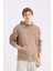Regular Fit Kapüşonlu Kanguru Cepli İçi Yumuşak Tüylü Basic Düz Sweatshirt X8283AZ25SP 7