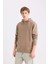 Regular Fit Kapüşonlu Kanguru Cepli İçi Yumuşak Tüylü Basic Düz Sweatshirt X8283AZ25SP 10