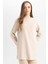 Regular Fit Bisiklet Yaka Selanik Kumaş Uzun Kollu Basic Düz Tişört Tunik B3552AX24AU 6