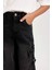 Kız Çocuk Wide Leg Kargo Cepli Geniş Bol Paça Antrasit Jean Pantolon D7177A824WN 12