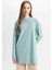 Regular Fit Bisiklet Yaka Selanik Kumaş Uzun Kollu Basic Düz Tişört Tunik B3552AX24AU 9