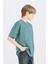 Erkek Çocuk Oversize Geniş Kalıp Bisiklet Yaka Basic Düz Kısa Kollu Tişört B5927A825SM 8