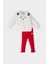 Kız Bebek Yılbaşı Temalı 2'li Takım Pelüş Sweatshirt Beli Lastikli Tayt 9