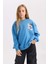Kız Çocuk Relax Fit Bisiklet Yaka Sırt Baskılı Sweatshirt D6496A8NS 11