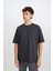 Oversize Geniş Kalıp Ütü Gerektirmeyen Bisiklet Yaka Kısa Kollu Basic Düz Ağır Kumaş Tişört X3926AZ25SP 10