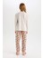Kız Çocuk Pijama Takım Baskılı Uzun Kollu Üst Desenli Beli Lastikli Uzun Alt D7744A824WN 10