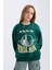 Kız Çocuk Oversize Geniş Kalıp Bisiklet Yaka Baskılı Sweatshirt D7045A824WN 7