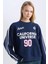 Coool Oversize Geniş Kalıp Bisiklet Yaka Sırt Baskılı Kalın Sweatshirt D5961AX24WN 7