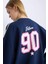 Coool Oversize Geniş Kalıp Bisiklet Yaka Sırt Baskılı Kalın Sweatshirt D5961AX24WN 11