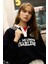 Coool Oversize Geniş Kalıp Polo Yaka Düğmeli Baskılı Siyah Sweatshirt D6693AX24WN 10