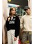 Coool Oversize Geniş Kalıp Polo Yaka Düğmeli Baskılı Siyah Sweatshirt D6693AX24WN 12