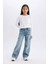 Kız Çocuk Wide Leg Kargo Geniş Paça Jean Pantolon D7386a825sm 9