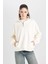 Oversize Geniş Kalıp Fermuarlı Dik Yaka Cepli Basic Düz Kalın Sweatshirt D7206AX24WN 9