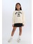 Kız Çocuk 2'li Takım Baskılı Sweatshirt Şort Etek D6454A8NS 9