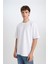 Oversize Geniş Kalıp Ütü Gerektirmeyen Bisiklet Yaka Kısa Kollu Basic Düz Ağır Kumaş Beyaz Tişört X3926AZ25SP 16