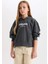 Kız Çocuk Oversize Kapüşonlu Baskılı Sweatshirt D7040A824WN 7