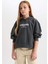 Kız Çocuk Oversize Kapüşonlu Baskılı Sweatshirt D7040A824WN 9