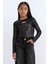 Kız Çocuk Slim Fit Dar Kesim Bisiklet Yaka Parlak Kumaş Fitilli Kaşkorse Uzun Kollu Tişört D5419A824WN 10