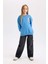 Kız Çocuk Relax Fit Bisiklet Yaka Sırt Baskılı Sweatshirt D6496A8NS 9