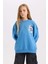 Kız Çocuk Relax Fit Bisiklet Yaka Sırt Baskılı Sweatshirt D6496A8NS 12
