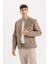 Slim Fit Dar Kesim Dik Yaka Fermuarlı Süet Görünümlü Mevsimlik Baharlık Mont D5977AX25SP 14