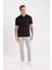 %100 Pamuk Regular Fit Polo Yaka Kısa Kollu Basic Düz Pike Kumaş Siyah Tişört C1293AX25SP 9