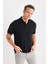 %100 Pamuk Regular Fit Polo Yaka Kısa Kollu Basic Düz Pike Kumaş Siyah Tişört C1293AX25SP 10