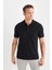 %100 Pamuk Regular Fit Polo Yaka Kısa Kollu Basic Düz Pike Kumaş Siyah Tişört C1293AX25SP 12