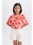 Kız Çocuk Desenli Crop Kısa Kollu Gömlek D7640A825SM 8
