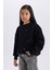 Kız Çocuk Yılbaşı Temalı Oversize Geniş Kalıp Bisiklet Yaka Taşlı İçi Yumuşak Tüylü Sweatshirt D5420A824WN 8