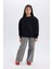 Kız Çocuk Yılbaşı Temalı Oversize Geniş Kalıp Bisiklet Yaka Taşlı İçi Yumuşak Tüylü Sweatshirt D5420A824WN 9