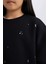 Kız Çocuk Yılbaşı Temalı Oversize Geniş Kalıp Bisiklet Yaka Taşlı İçi Yumuşak Tüylü Sweatshirt D5420A824WN 12