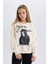 Kız Çocuk Oversize Geniş Kalıp Bisiklet Yaka Baskılı Sweatshirt D5452A824WN 10