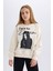 Kız Çocuk Oversize Geniş Kalıp Bisiklet Yaka Baskılı Sweatshirt D5452A824WN 13