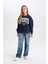 Kız Çocuk Relax Fit Bisiklet Yaka Baskılı Sweatshirt D6626A824AU 8