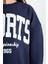 Kız Çocuk Relax Fit Bisiklet Yaka Baskılı Sweatshirt D6626A824AU 11