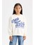 Kız Çocuk Relax Fit Bisiklet Yaka Baskılı Sweatshirt D6615A824AU 8