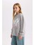 Kız Çocuk Gri Oversize Geniş Kalıp Bisiklet Yaka Sırt Baskılı Sweatshirt D6630A824AU 11
