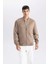Slim Fit Dar Kesim Süet Kolej Yaka Fermuarlı Çift Cepli Mevsimlik Baharlık Bomber Mont Ceket A3866AX25SP 11