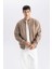 Slim Fit Dar Kesim Süet Kolej Yaka Fermuarlı Çift Cepli Mevsimlik Baharlık Bomber Mont Ceket A3866AX25SP 13
