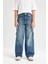 Kız Çocuk Wide Leg Kargo Cepli Geniş Bol Paça Jean Pantolon D7176A824WN 10