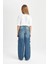Kız Çocuk Wide Leg Kargo Cepli Geniş Bol Paça Jean Pantolon D7176A824WN 12