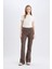 Flare Fit Leopar Desenli Düz Paça Uzun Boy Pantolon D7452AX24AU 8
