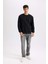 Regular Fit Bisiklet Yaka Jakarlı Basic Düz Sweatshirt D5391AX24AU 8